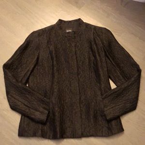 Eileen Fisher Blazer Silk Black Textured Satin Sheen Petite NWOT
